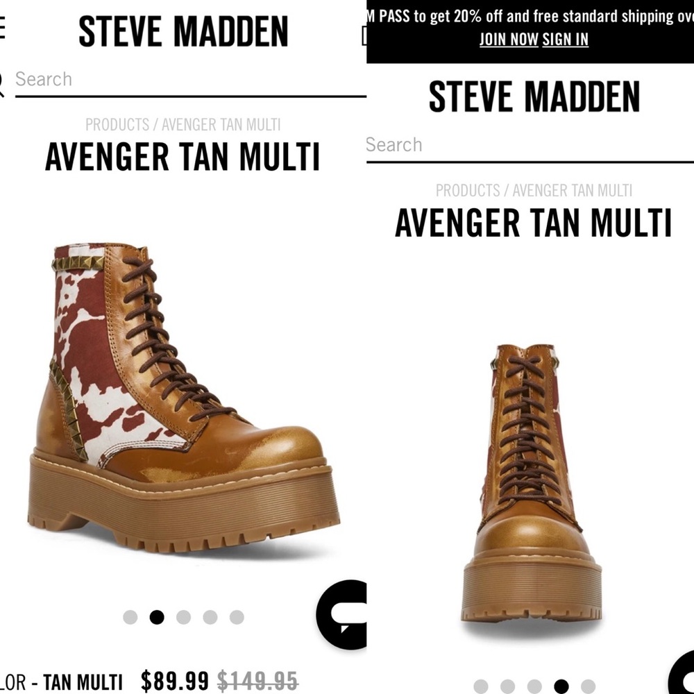 BRAND NEW Steve Madden Cowhide Combat Boots